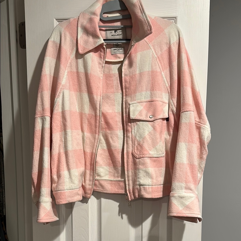 Woolrich Pink and White Bomber Jacket Lightweight Casual